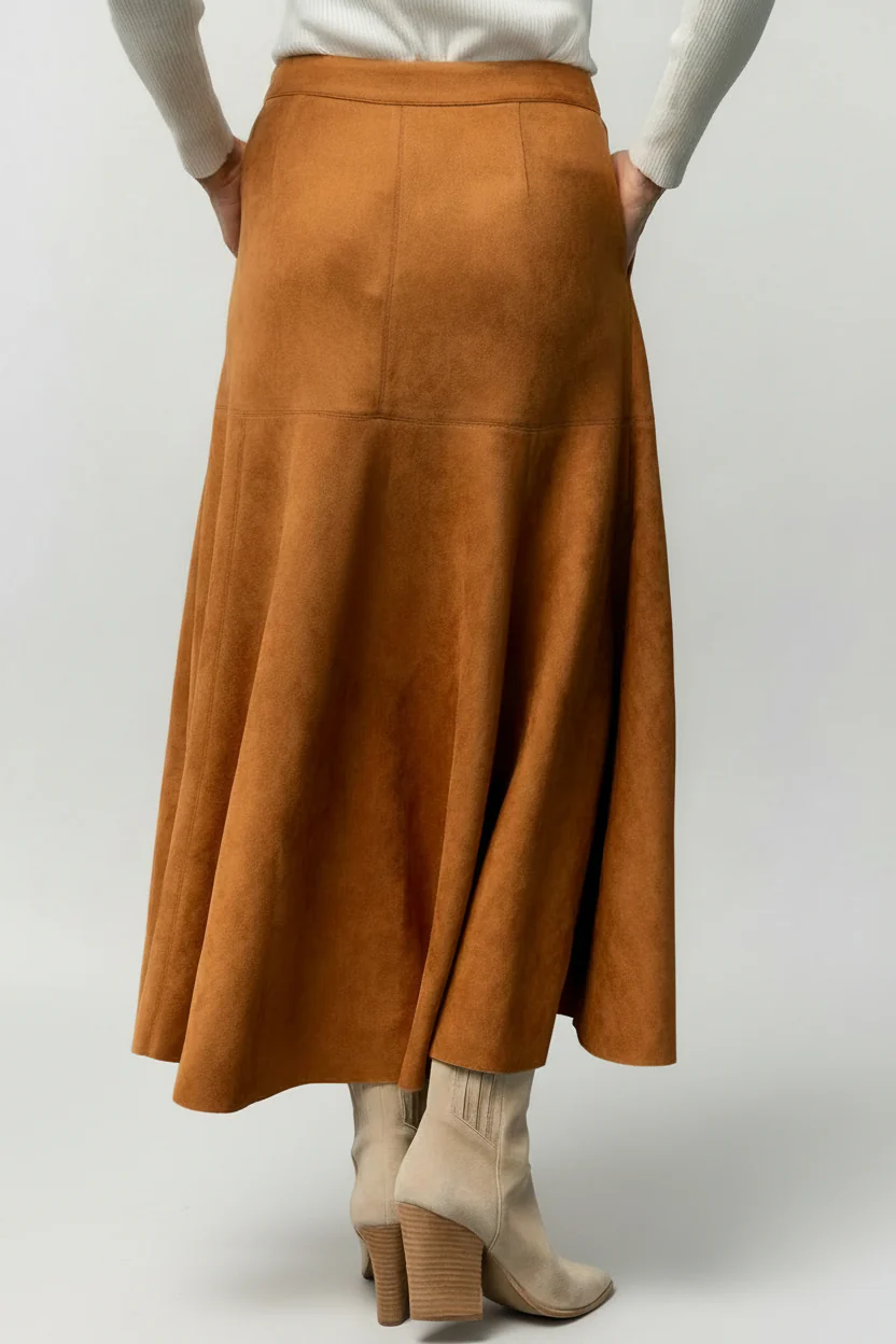 Tona Faux Suede Skirt | Camel - Image 5