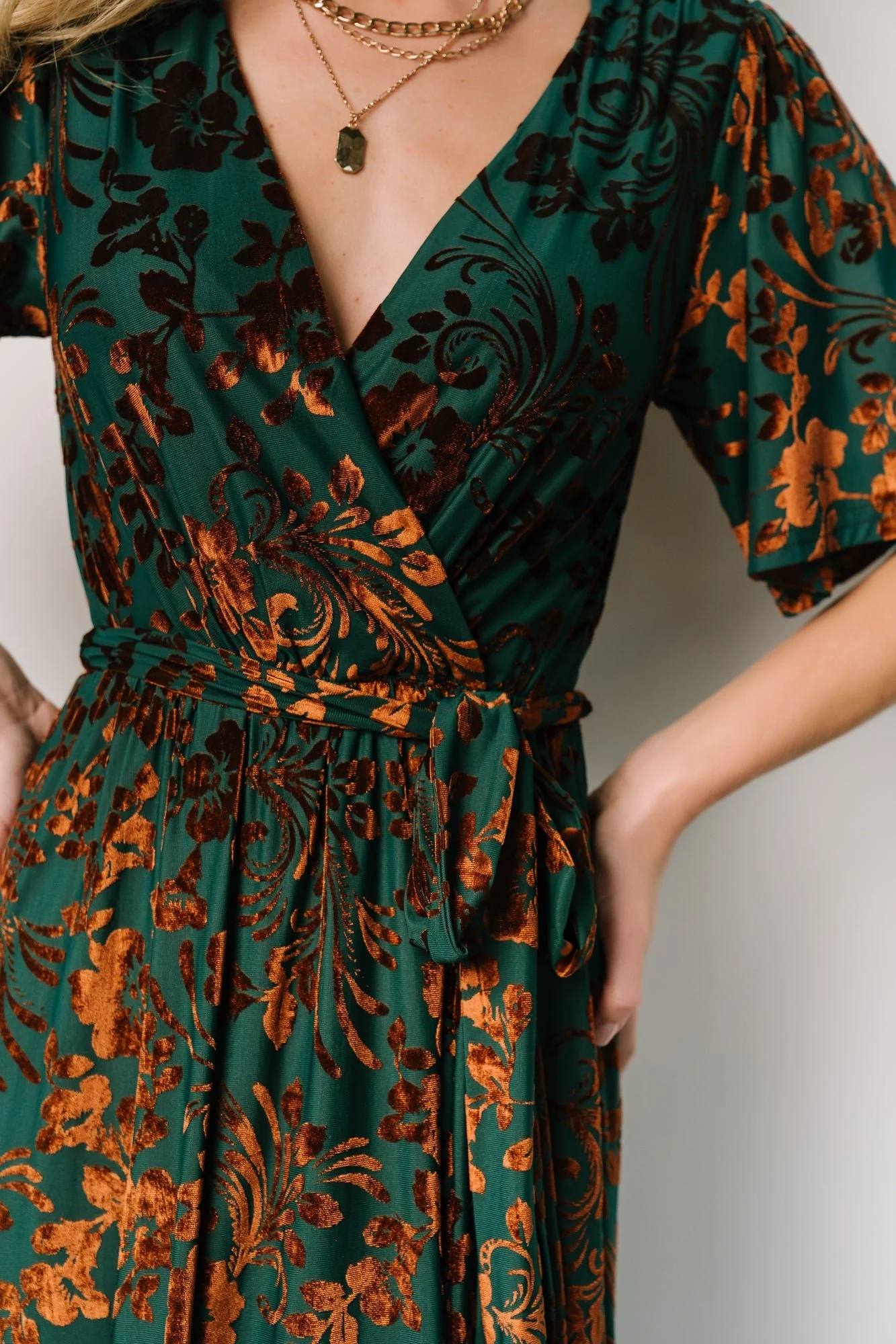 Uma Velvet Maxi Dress | Bronze + Jade - Image 6