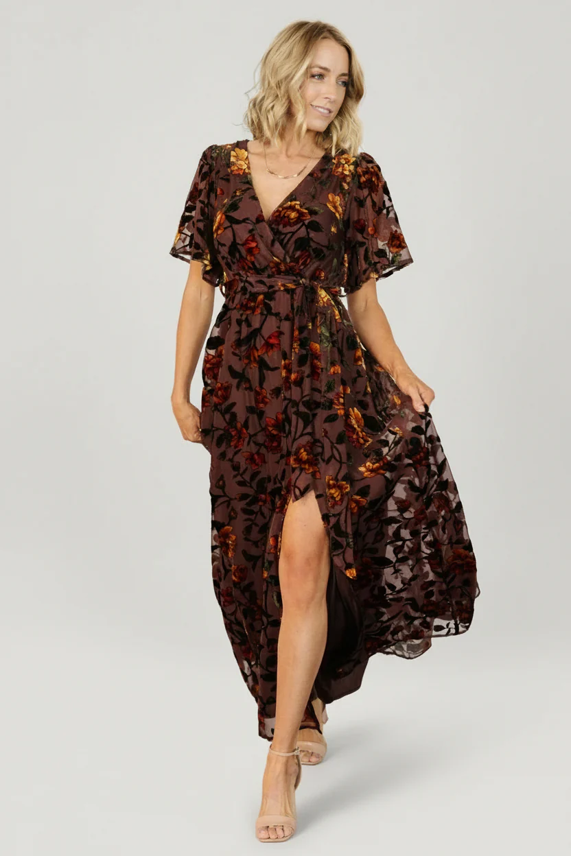 Uma Velvet Maxi Dress | Clove + Amber Floral - Image 3