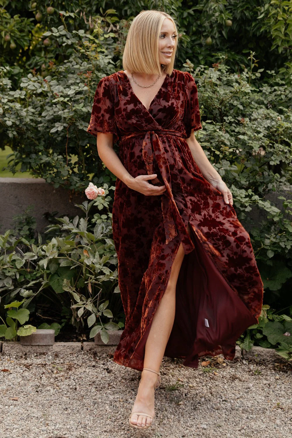 Uma Velvet Maxi Dress | Copper Floral - Image 3