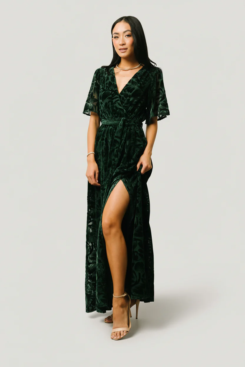 Uma Velvet Maxi Dress | Dark Green - Image 5