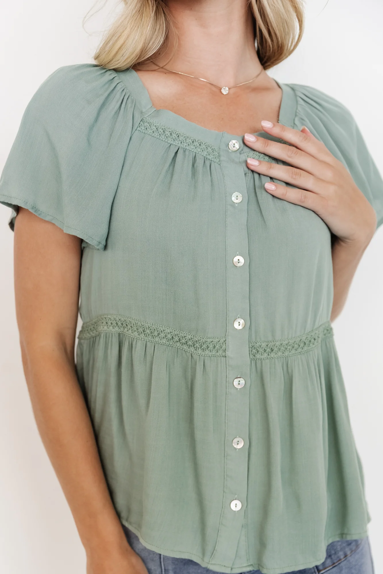 Unity Button Up Top | Sage - Image 2