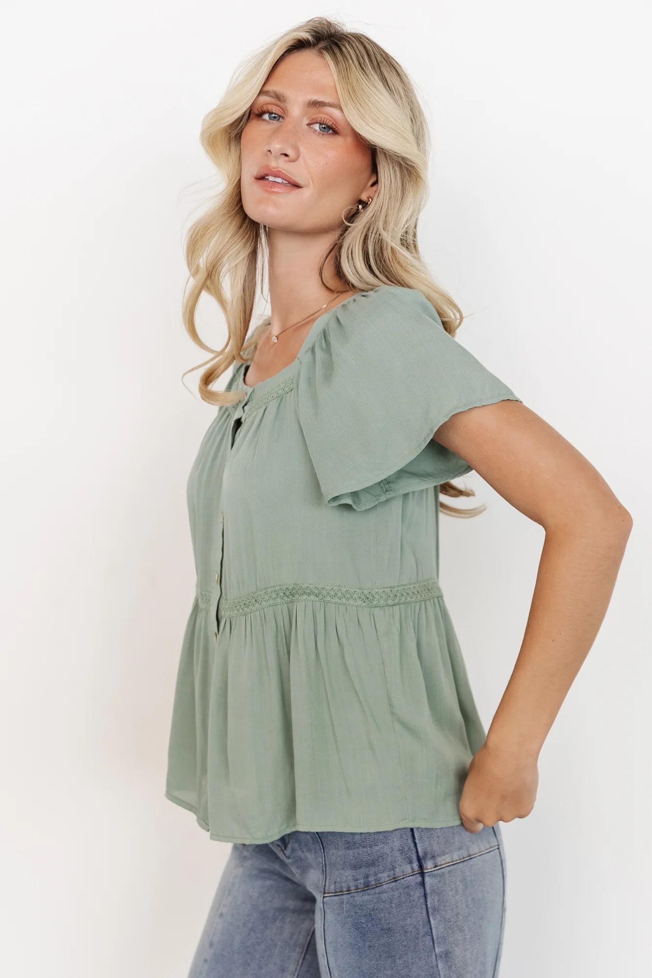 Unity Button Up Top | Sage - Image 3