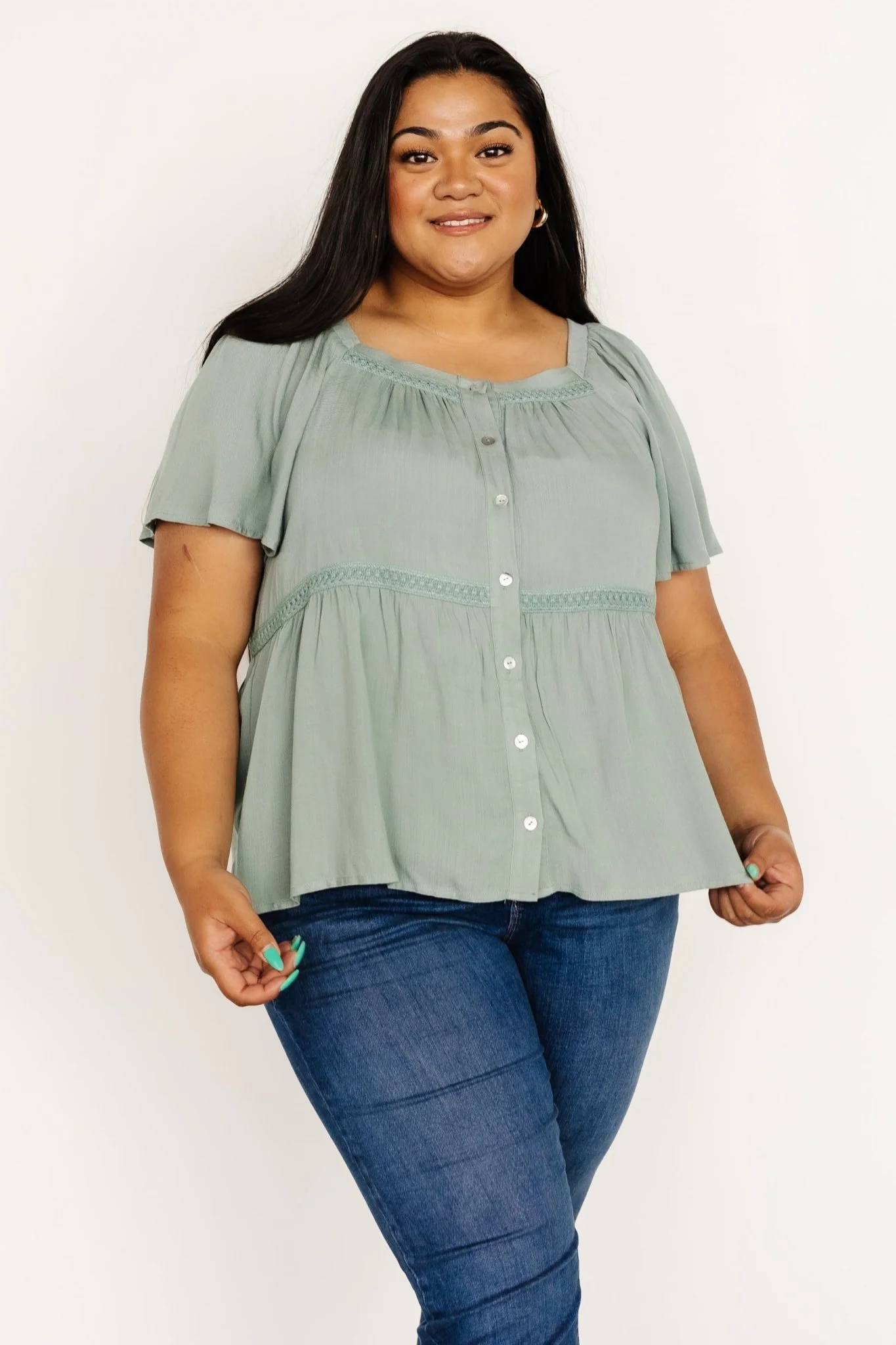 Unity Button Up Top | Sage - Image 5