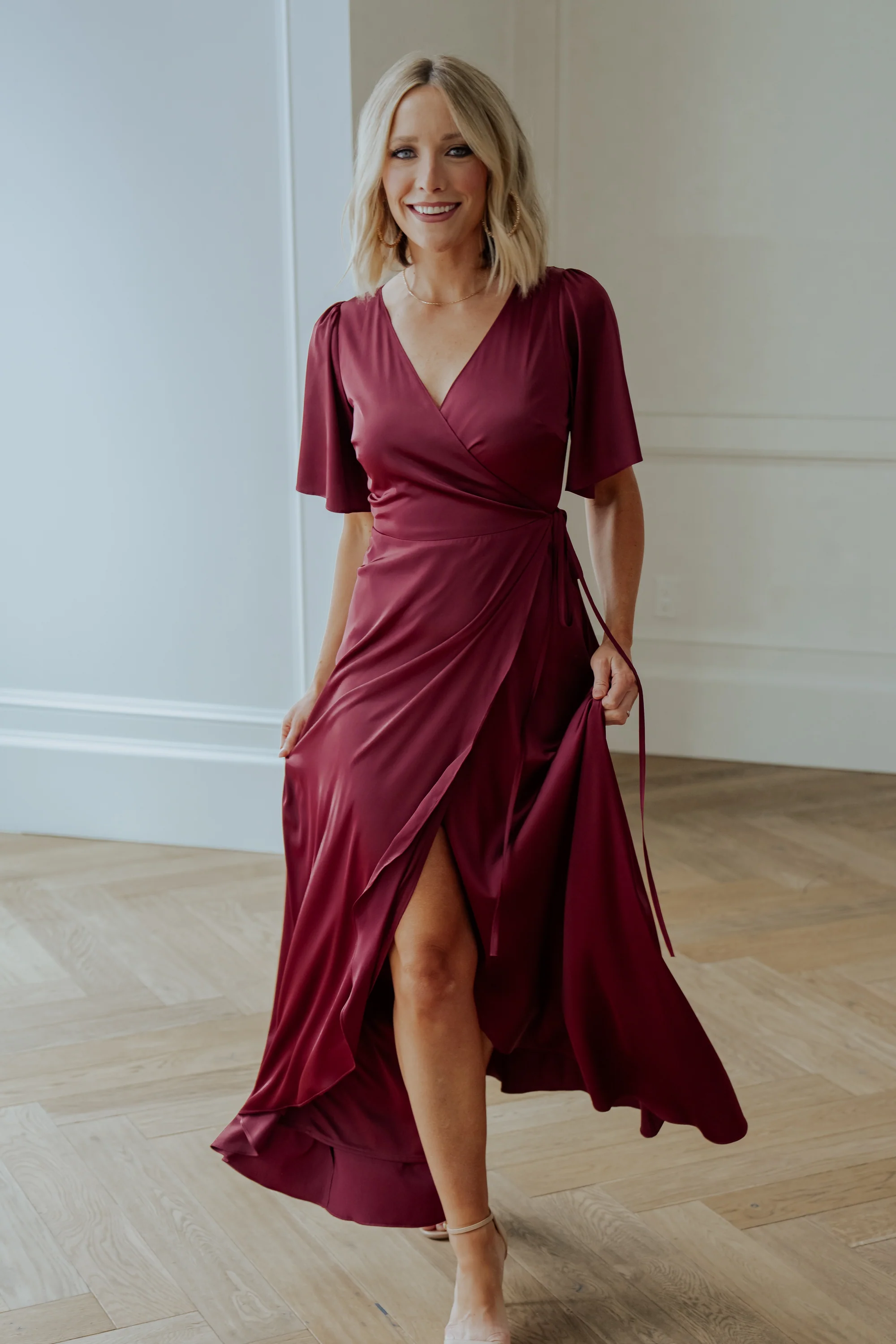Vara Satin Maxi Wrap Dress | Mulberry - Image 2