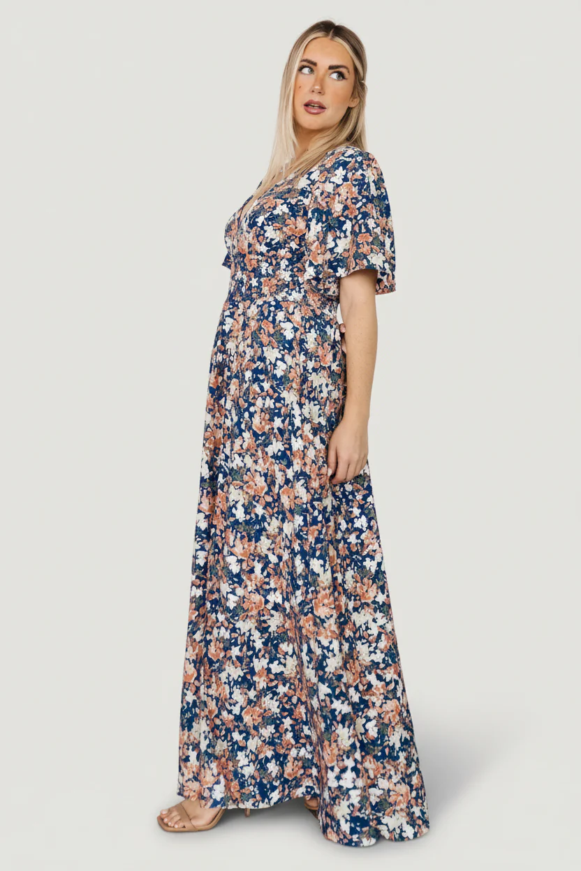 Verona Smocked Maxi Dress | Blue Floral - Image 6
