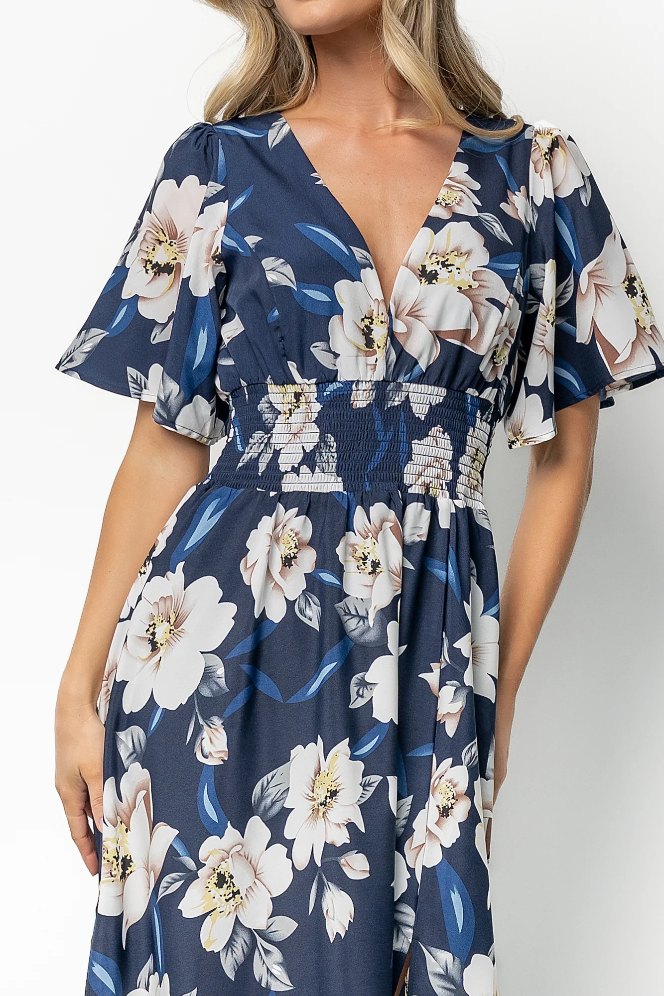 Verona Smocked Maxi Dress | Navy + White Floral - Image 6