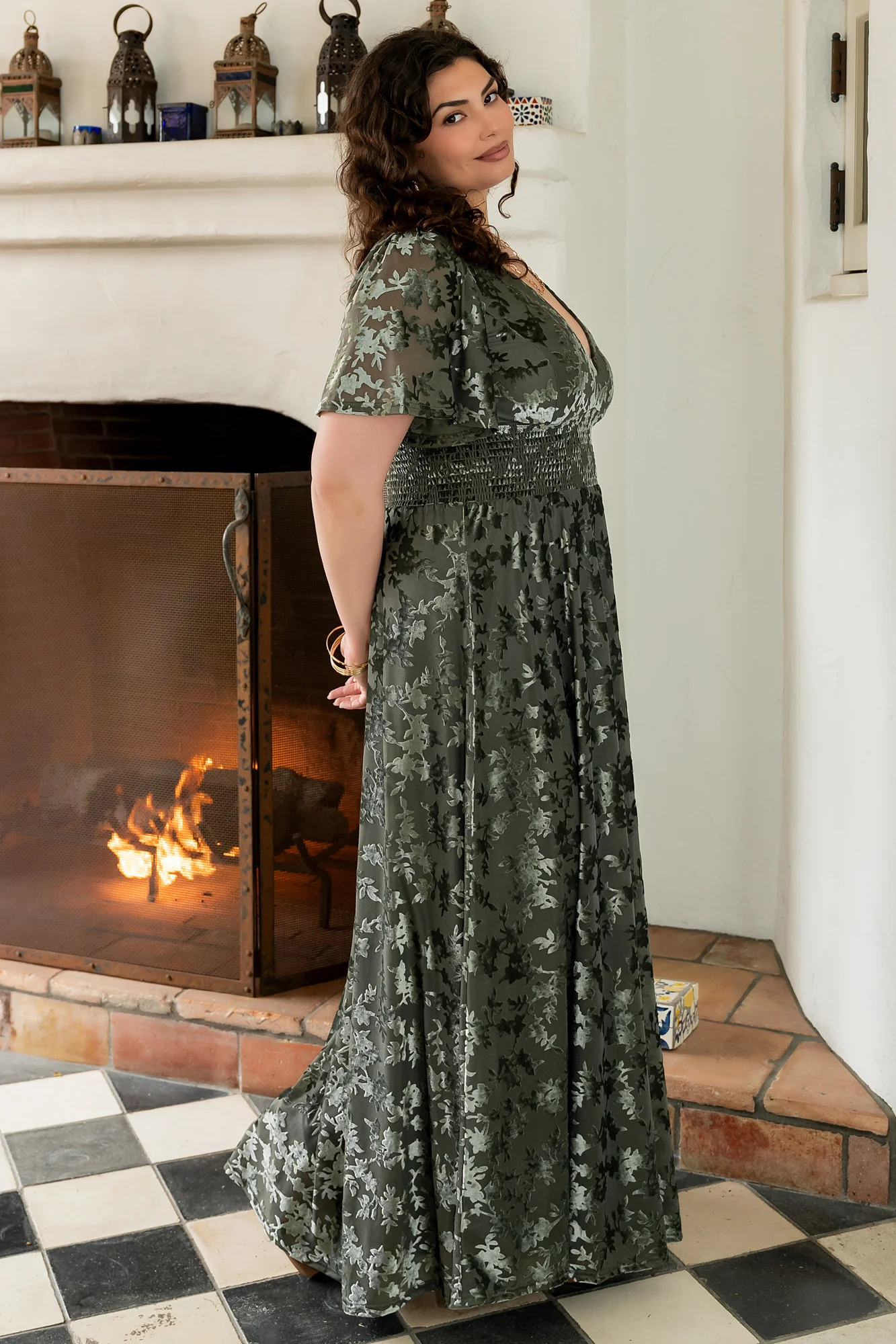 Veronica Velvet Maxi Dress | Dark Sage - Image 3