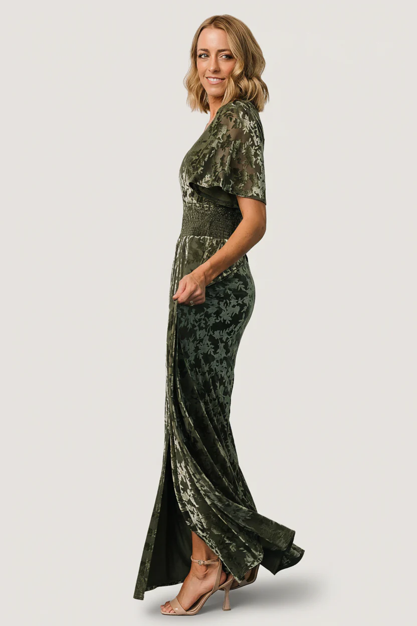 Veronica Velvet Maxi Dress | Dark Sage - Image 6