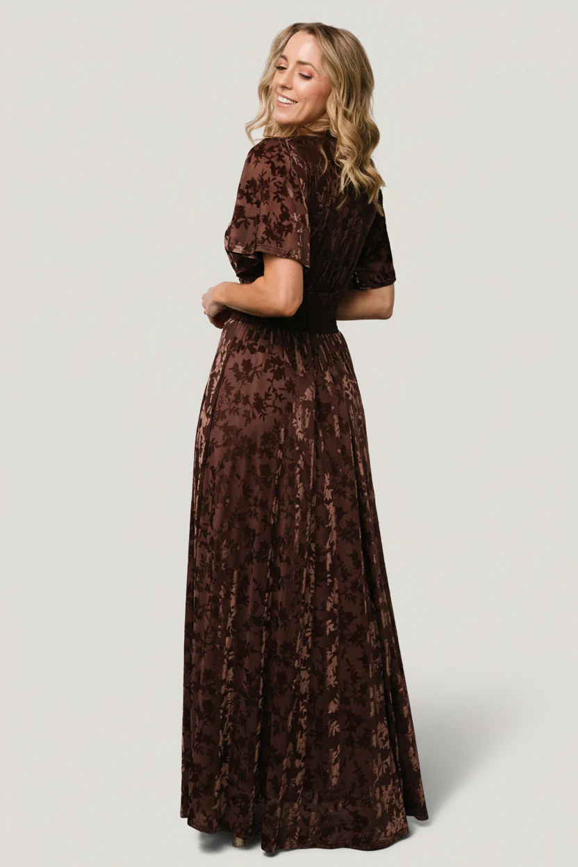 Veronica Velvet Maxi Dress | Espresso - Image 8