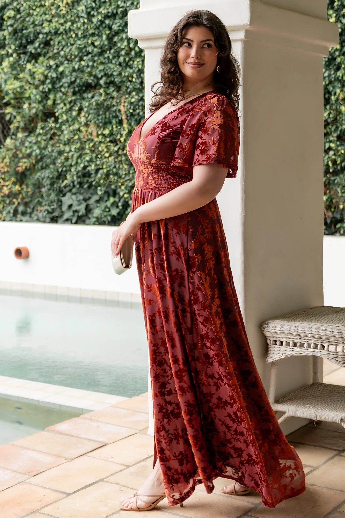 Veronica Velvet Maxi Dress | Rust - Image 4