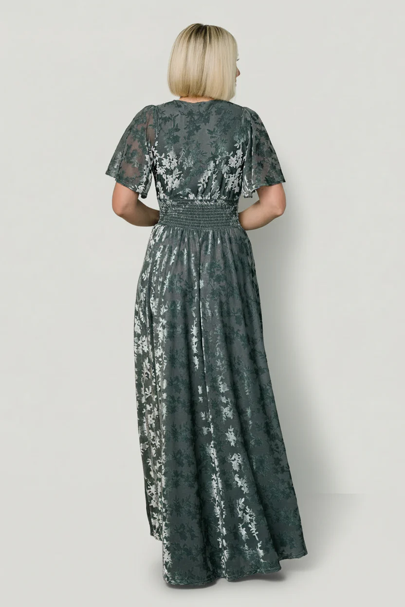 Veronica Velvet Maxi Dress | Slate Blue - Image 6