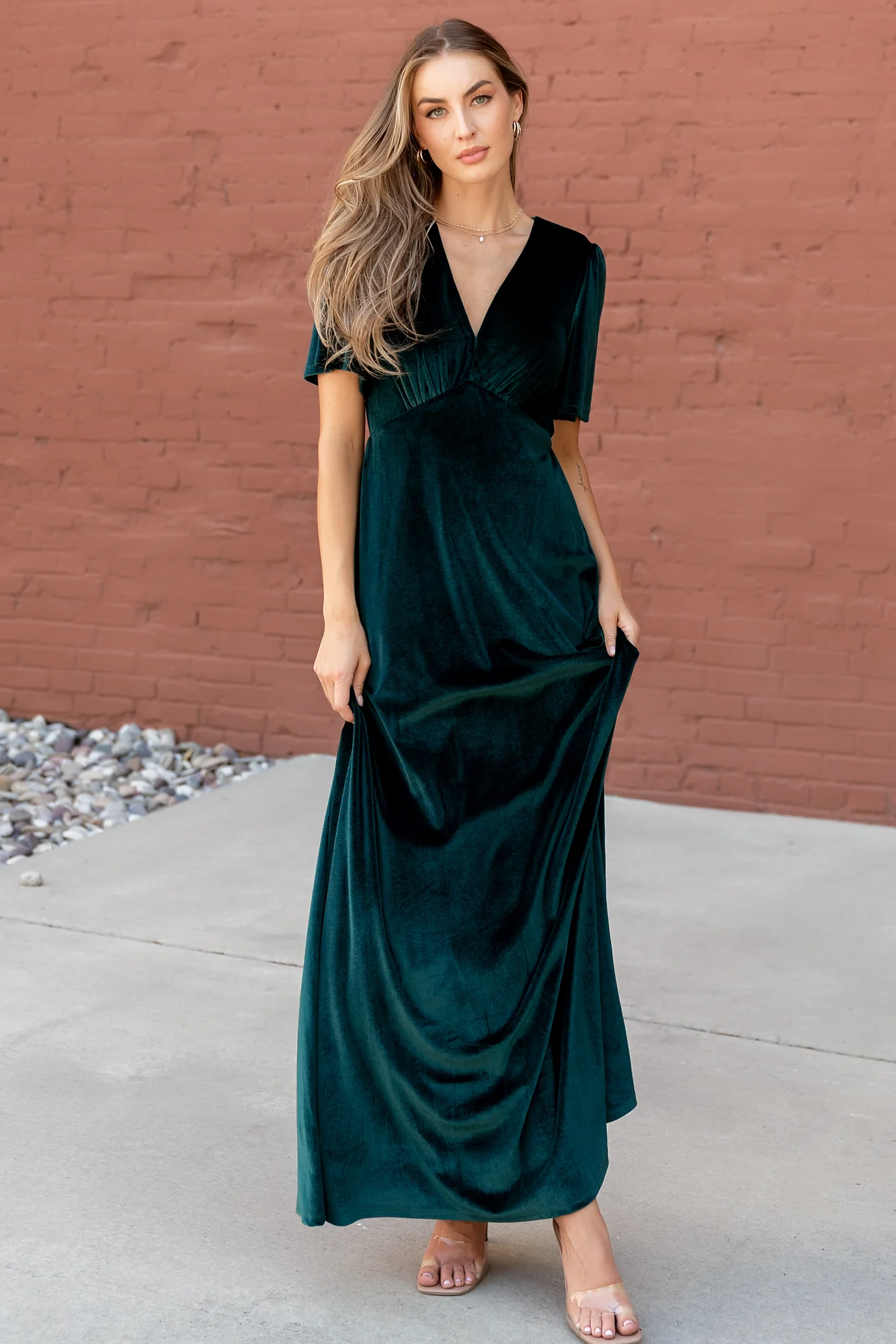 Vivian Velvet Maxi Dress | Emerald - Image 2