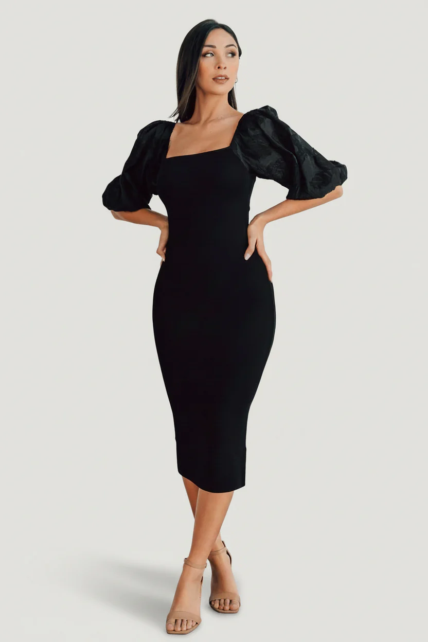 Weyland Bodycon Midi Dress | Black - Image 11