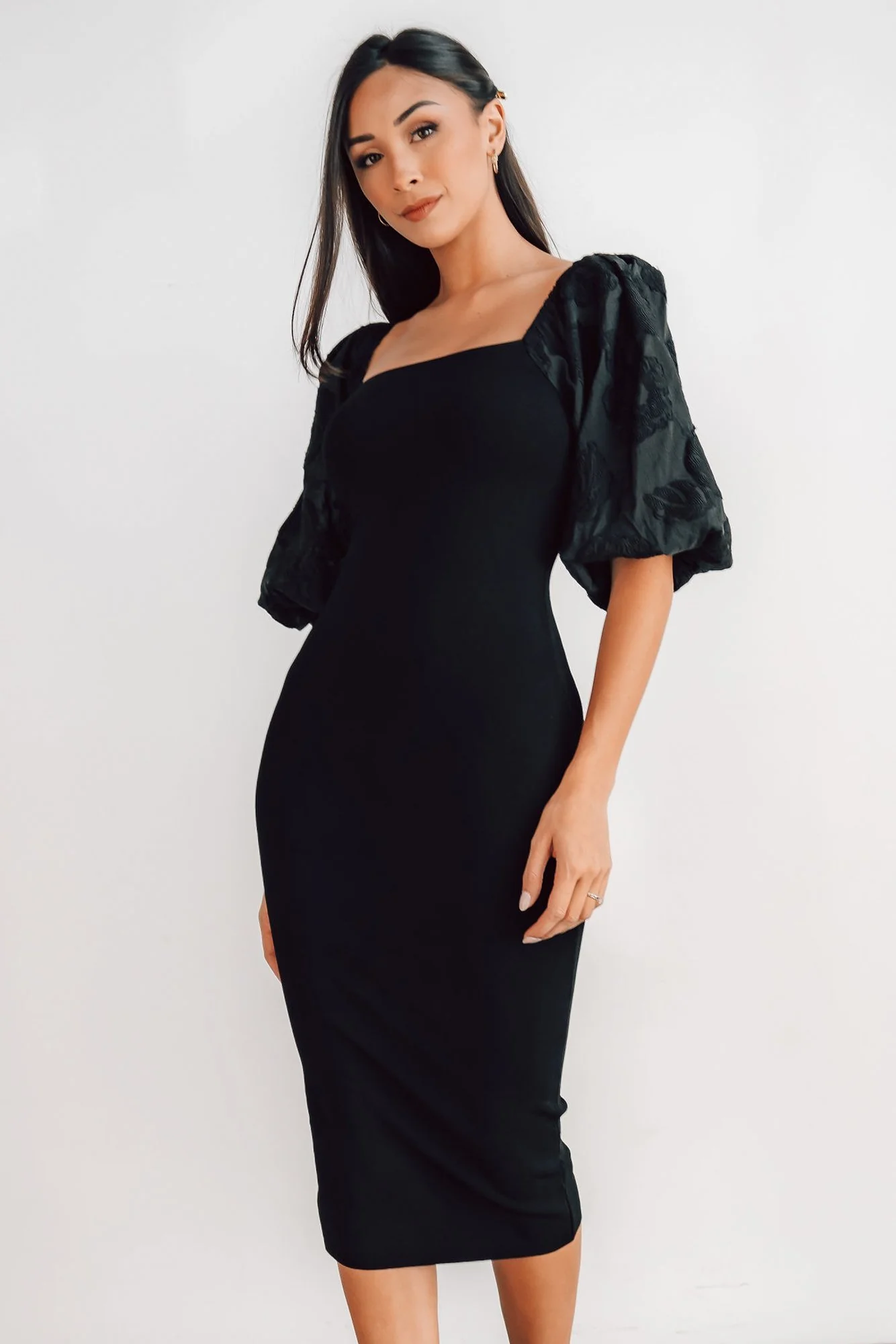 Weyland Bodycon Midi Dress | Black - Image 6