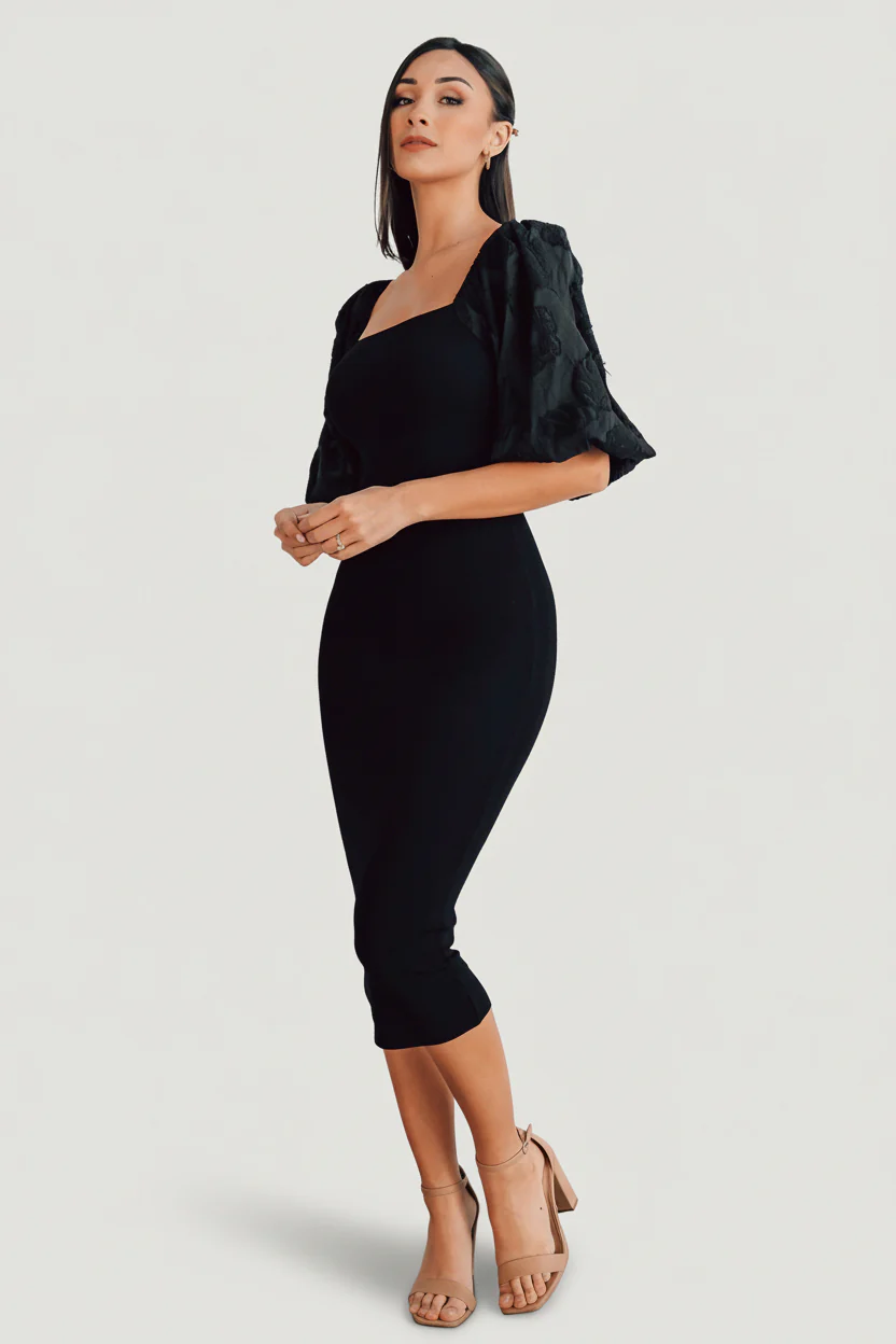 Weyland Bodycon Midi Dress | Black - Image 8